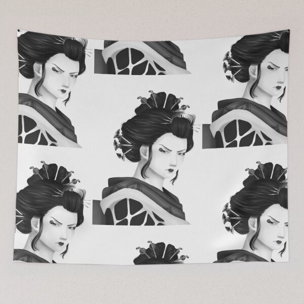 Item preview, Geisha w/o background - b&w v2 designed and sold by Leeh-designs.
