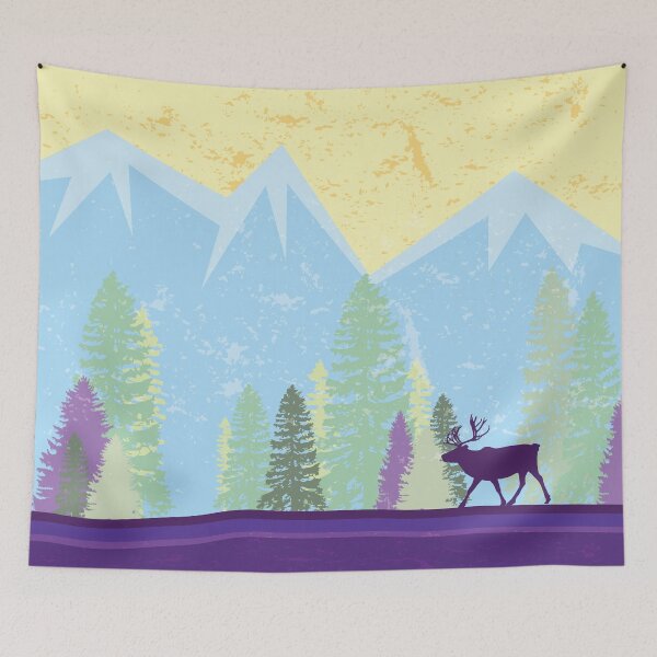 Item preview, Caribou Mountains in Spring designed and sold by Luna Doodle Design.
