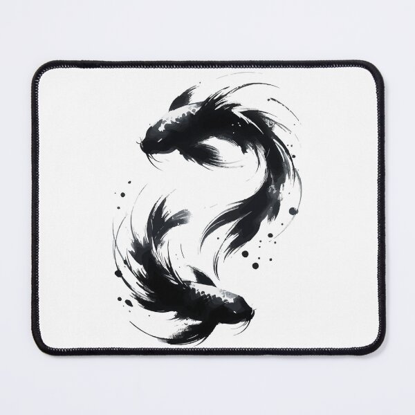 Item preview, Sumie Brushstroke Two Karasu Black Koi Fish designed and sold by TomFrontierArt.