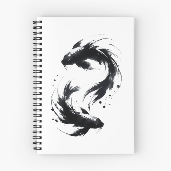 Item preview, Sumie Brushstroke Two Karasu Black Koi Fish designed and sold by TomFrontierArt.