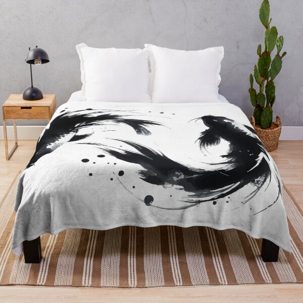 Item preview, Sumie Brushstroke Two Karasu Black Koi Fish designed and sold by TomFrontierArt.