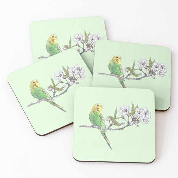 Item preview, Green Parakeet with White Blossoms designed and sold by mediafreespirit.