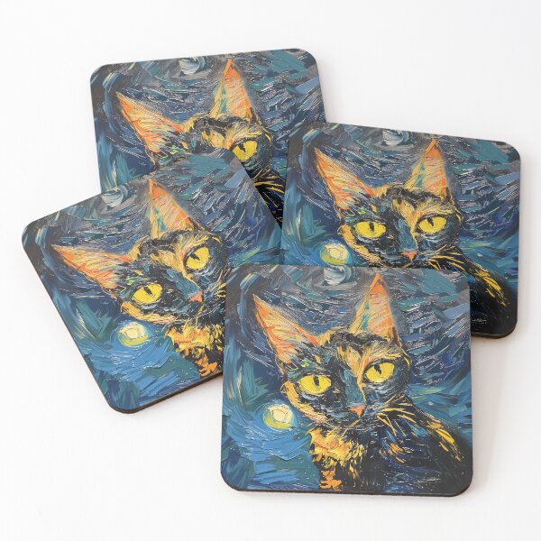 Item preview, Black cat | Painting in the style of Vincent van Gogh designed and sold by ComicsFactory.