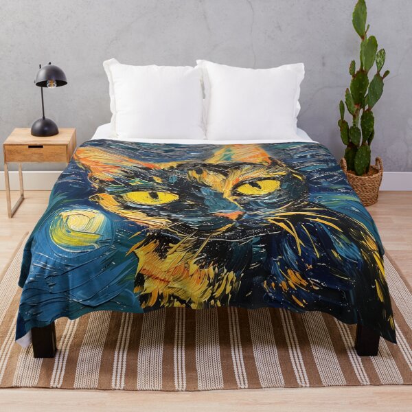 Item preview, Black cat | Painting in the style of Vincent van Gogh designed and sold by ComicsFactory.