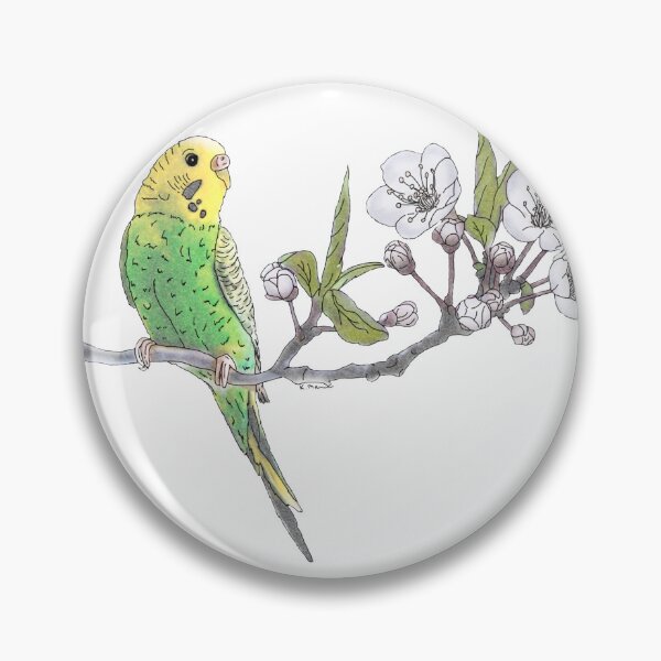 Item preview, Green Parakeet with White Blossoms designed and sold by mediafreespirit.