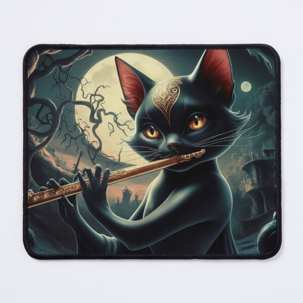 Item preview, "CAT FLUTE". Black Cat Playing Flute designed and sold by Obinne.