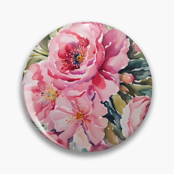 Item preview, Watercolor vintage pink roses bouquet designed and sold by Clara Fruggeri.