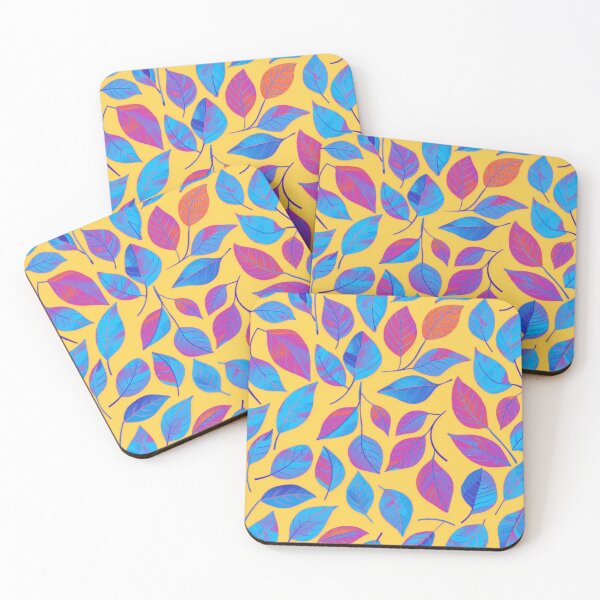 Item preview, Vibrant Dance Blue Purple Leaves Sunny Yellow Backdrop designed and sold by MidnightChiffon.