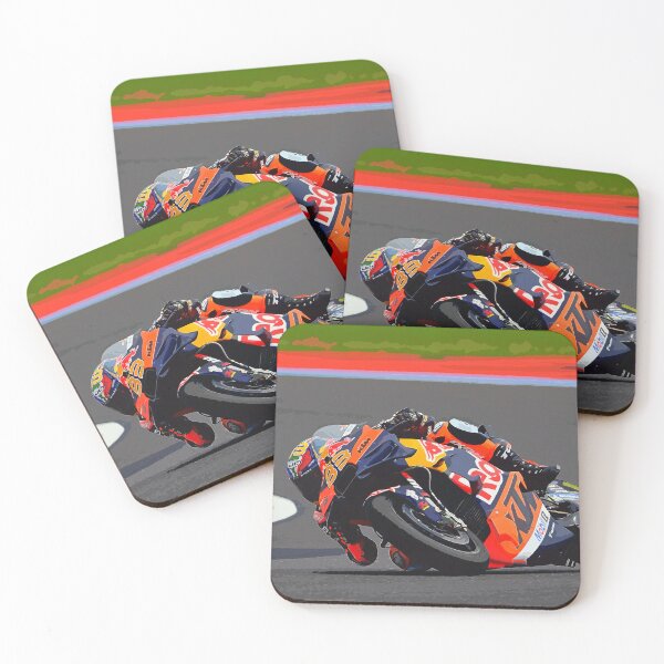 Item preview, Brad Binder making a kneedown on his 2024 MotoGP motorcycle from the front watercolor designed and sold by Rodissimus1984.