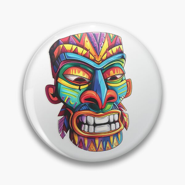 Item preview, Vibrant Tiki Mask Sticker - Colorful Tribal Decor designed and sold by Moxierama.