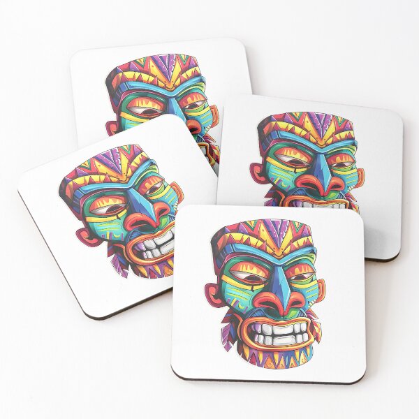 Item preview, Vibrant Tiki Mask Sticker - Colorful Tribal Decor designed and sold by Moxierama.