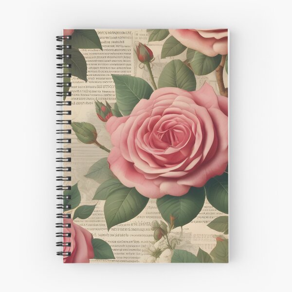 Item preview, Decoupage Design With Pink Roses and Newspaper designed and sold by imaginmagic.