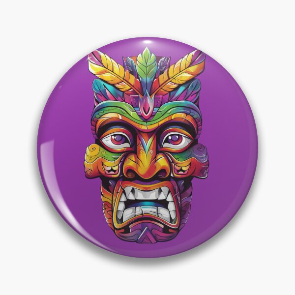 Item preview, Eclectic Feathered Tiki Mask - Bold Tribal Mask designed and sold by Moxierama.