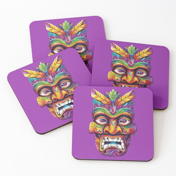 Item preview, Eclectic Feathered Tiki Mask - Bold Tribal Mask designed and sold by Moxierama.