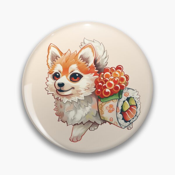 Artikelvorschau, Husky Akita Japan Japanisch orange weiß Hund Sushi süßes Essen entworfen und verkauft von TankandDPS.
