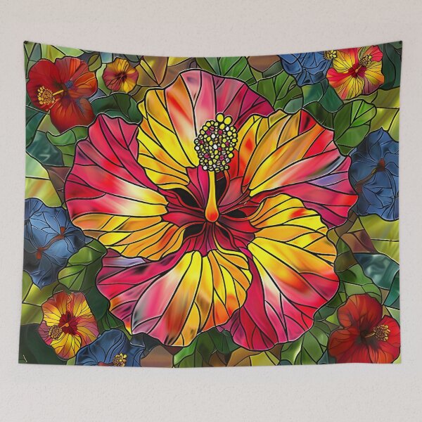 Artikelvorschau, Farbenfroher geometrischer Hibiskusblütendruck entworfen und verkauft von dcrc.