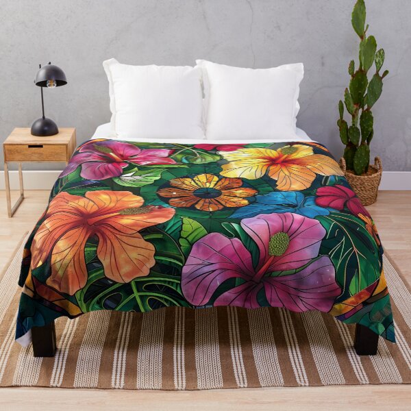 Artikelvorschau, farbenfroher geometrischer Hibiskusblütendruck entworfen und verkauft von dcrc.