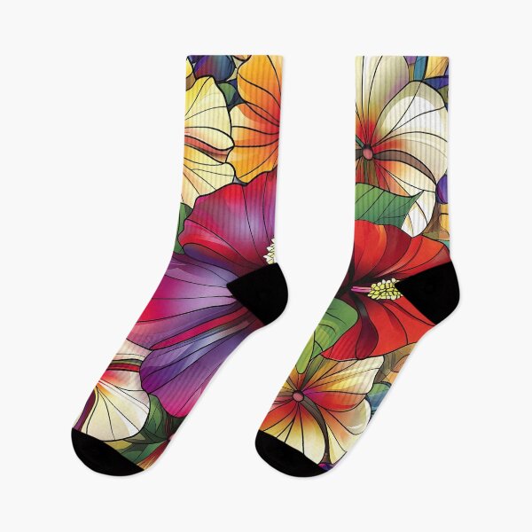 Artikelvorschau, farbenfroher geometrischer Hibiskusblütendruck entworfen und verkauft von dcrc.