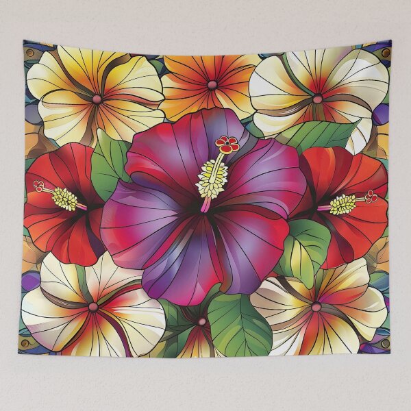 Artikelvorschau, farbenfroher geometrischer Hibiskusblütendruck entworfen und verkauft von dcrc.