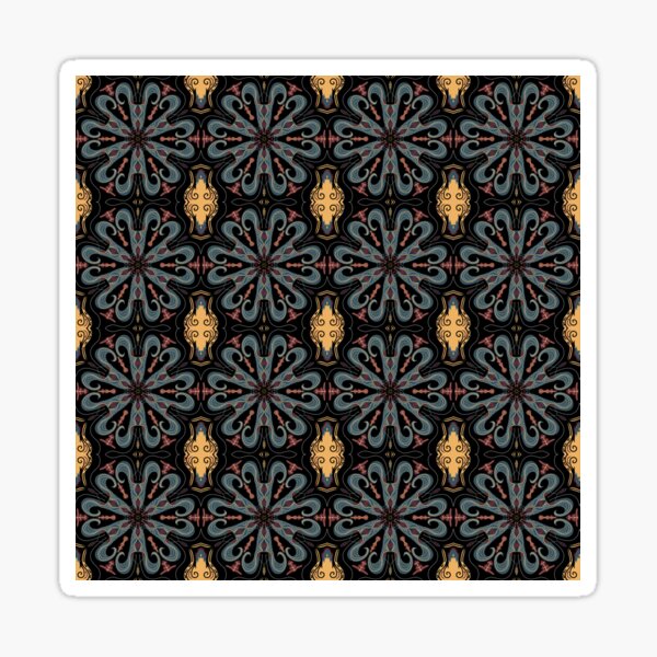 BOLD SCROLL- Abstract Geometric Hand-Drawn Design in Black Gold Navy Magenta Sticker