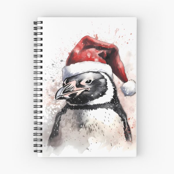Item preview, Penguin In A Santa Hat Sketch With Ink Splash Effect designed and sold by Amberjays.