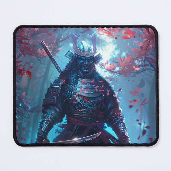 Item preview, Japanese Samurai in Traditional Armor Wielding Sword in Fantasy Sakura Forest at Night designed and sold by Mullet Monkey.