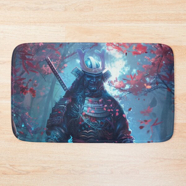 Item preview, Japanese Samurai in Traditional Armor Wielding Sword in Fantasy Sakura Forest at Night designed and sold by Mullet Monkey.
