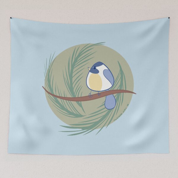 Item preview, Chickadee on a Pine Tree designed and sold by MustardKitty.