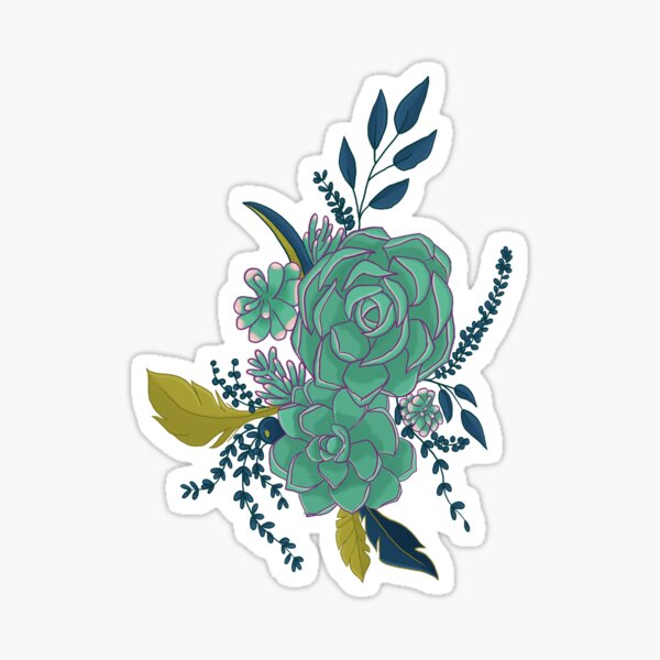 Dark Succulent Bouquet Sticker