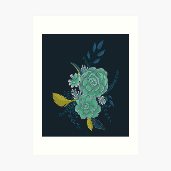 Dark Succulent Bouquet Art Print