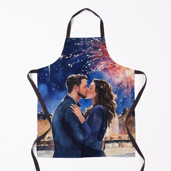 Item preview, couple kissing underneath fireworks designed and sold by soulfulpalette.