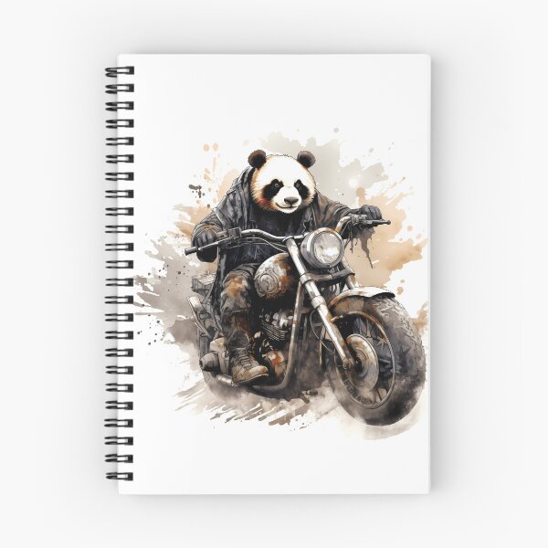Item preview, Steampunk Panda Riding A Motorbike Sketch With Ink Splash Effect designed and sold by Amberjays.