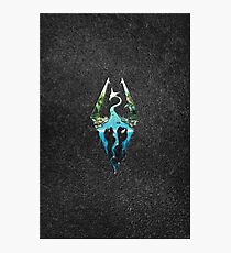 Skyrim Logo - Forest Scene Embossed in Granite Photographic Print