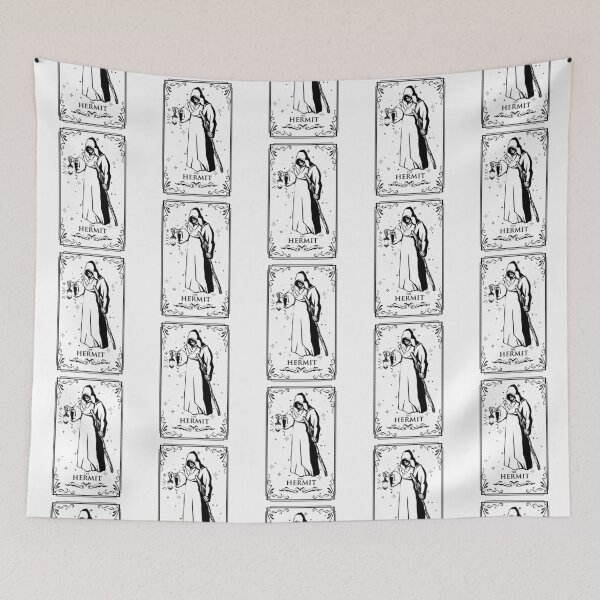 Item preview, Vintage Black and White The Hermit Tarot Card designed and sold by darkskydelights.