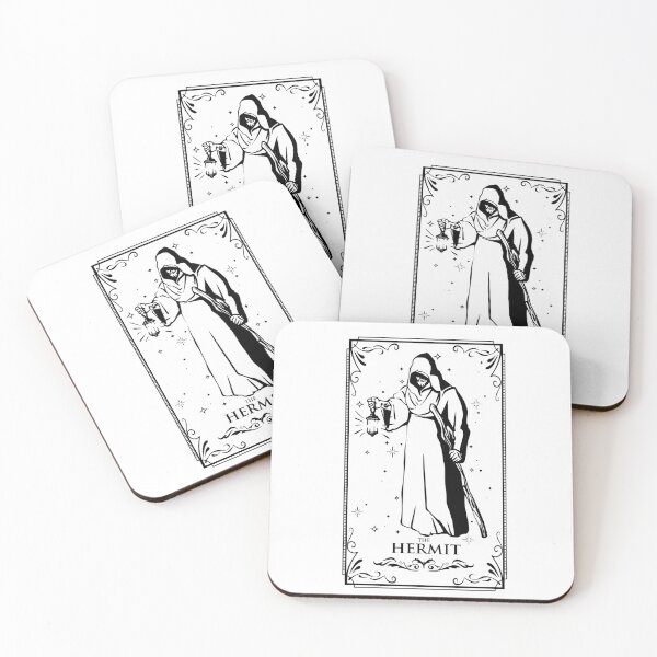 Item preview, Vintage Black and White The Hermit Tarot Card designed and sold by darkskydelights.