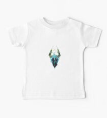 Skyrim Logo - Forest Scene Embossed in Granite Baby Tee