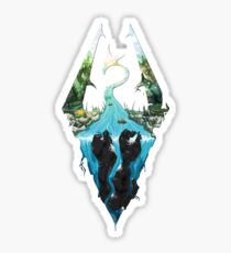 Skyrim Logo - Forest Scene Embossed in Granite Sticker