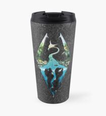 Skyrim Logo - Wald Szene in Granit geprägt Thermobecher