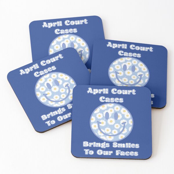 Item preview, April court cases brings smiles to our faces: Blue smiley face with daisies, ironic Trump reference. designed and sold by JoyOfHopeStore.