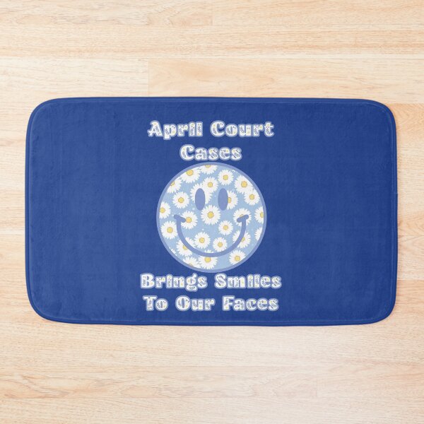 Item preview, April court cases brings smiles to our faces: Blue smiley face with daisies, ironic Trump reference. designed and sold by JoyOfHopeStore.