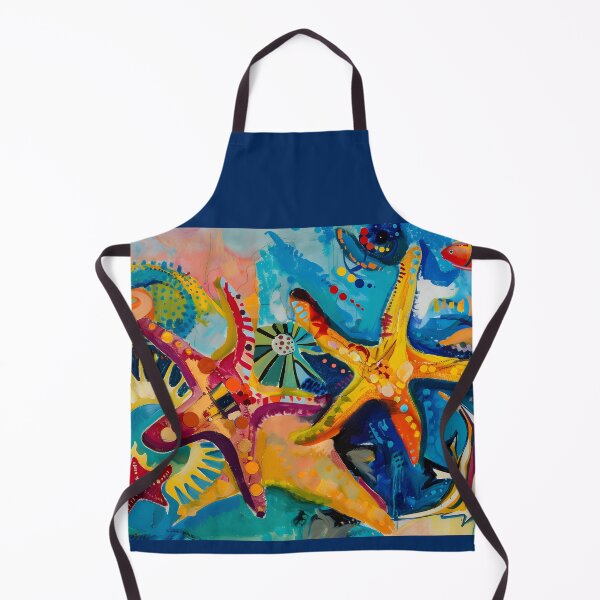 Item preview, Underwater Kaleidoscope- Vibrant Starfish Dance Amidst Swirling Blue Waters Generative AI Abstract designed and sold by OlfactoART Studio.