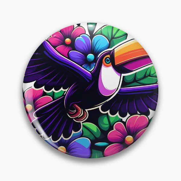 Item preview, Sticker of Toucan Flying in backdrop of Flower and leaves designed and sold by creativekrish.