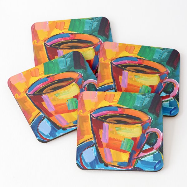 Item preview, Dynamic Coffee Burst- Vibrant Strokes Bring Energy to Abstract Cup and Saucer designed and sold by OlfactoART Studio.