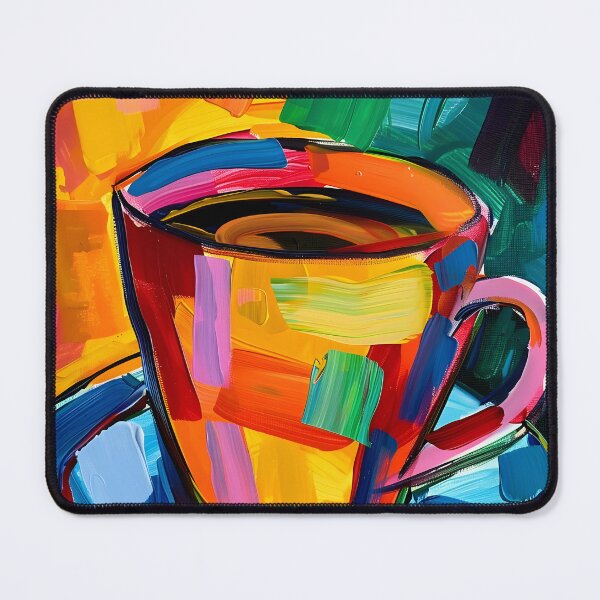 Item preview, Dynamic Coffee Burst- Vibrant Strokes Bring Energy to Abstract Cup and Saucer designed and sold by OlfactoART Studio.