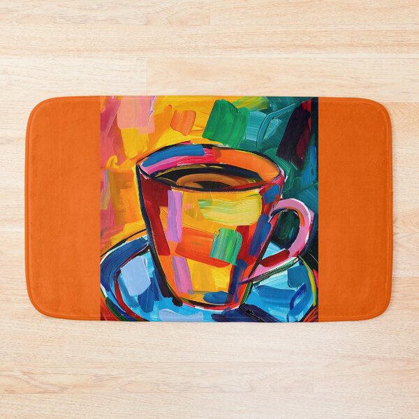 Item preview, Dynamic Coffee Burst- Vibrant Strokes Bring Energy to Abstract Cup and Saucer designed and sold by OlfactoART Studio.