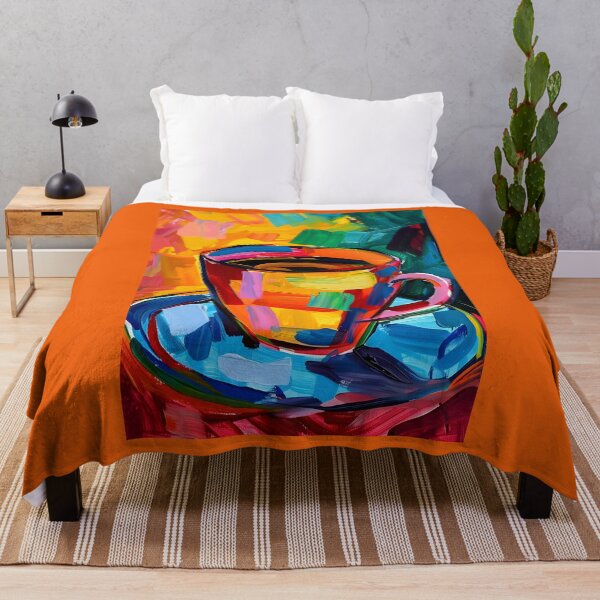 Item preview, Dynamic Coffee Burst- Vibrant Strokes Bring Energy to Abstract Cup and Saucer designed and sold by OlfactoART Studio.