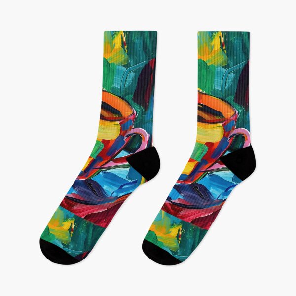 Item preview, Dynamic Coffee Burst- Vibrant Strokes Bring Energy to Abstract Cup and Saucer designed and sold by OlfactoART Studio.