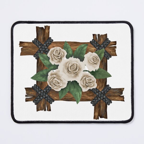Item preview, "White Roses Weave on Wooden Frame" designed and sold by RhonDesign.