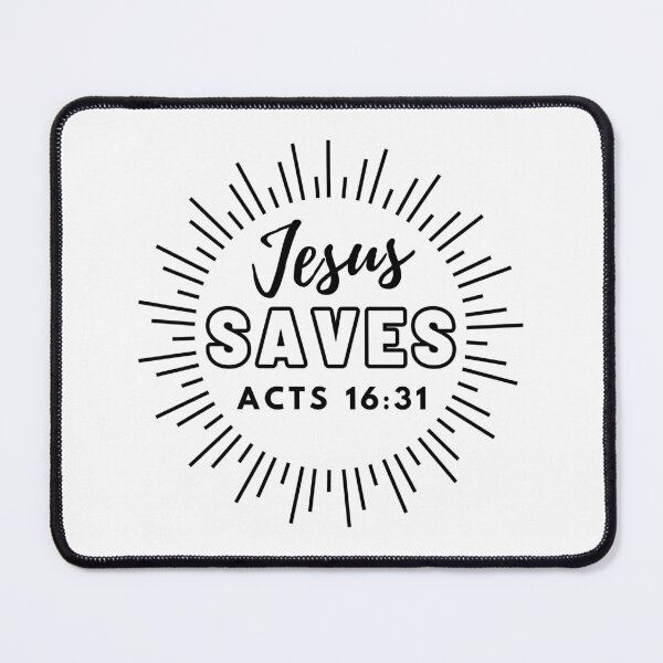 Item preview, Jesus Saves, Acts 16:31, black design designed and sold by MoriaStore.