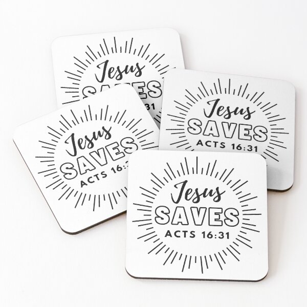 Item preview, Jesus Saves, Acts 16:31, black design  designed and sold by MoriaStore.